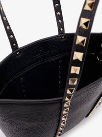 Valentino Women's Valentino Garavani Rockstud Leather Shopping Bag Black