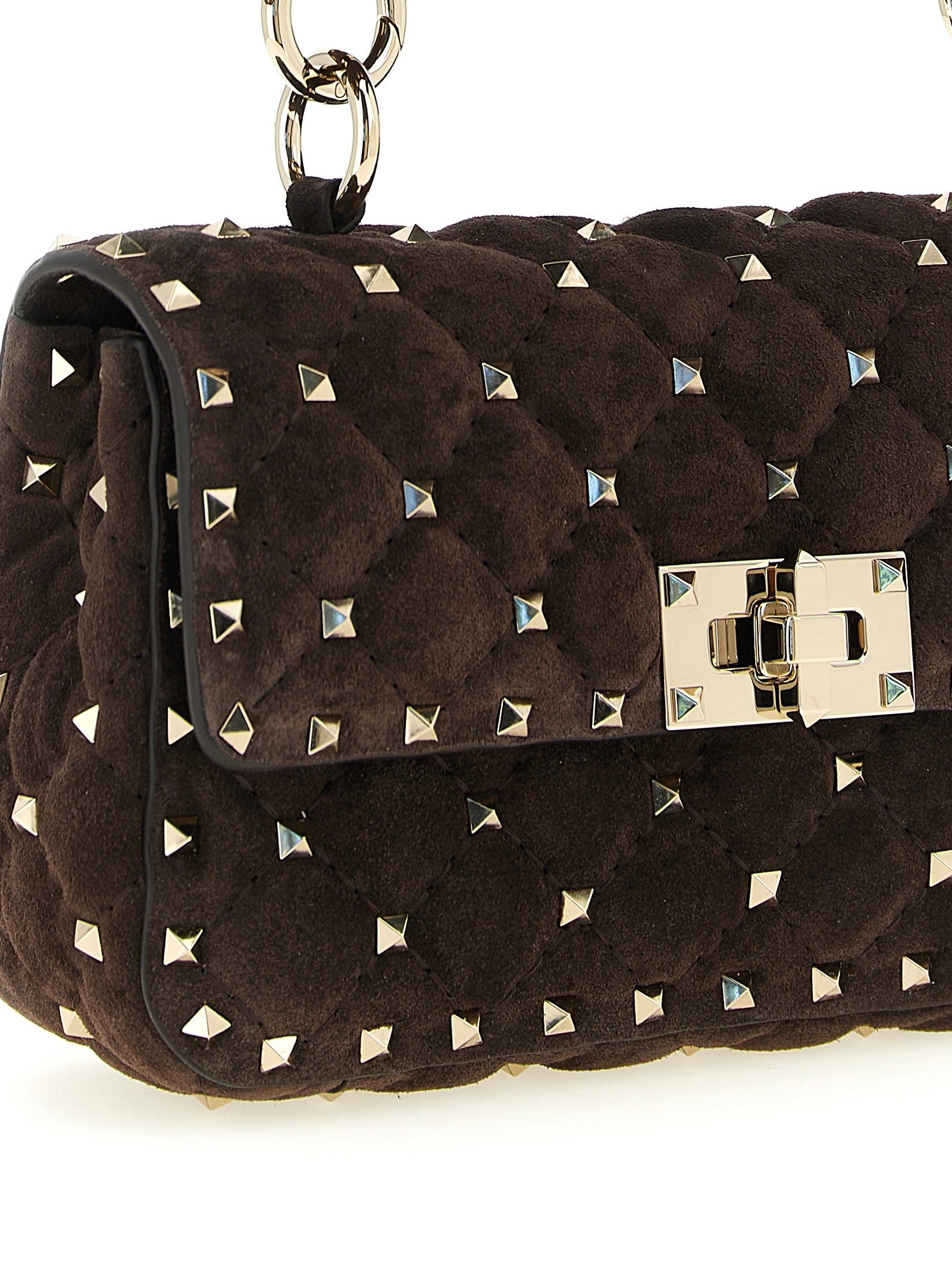 Valentino Valentino Garavani Rockstud Spike Shoulder Bag Brown
