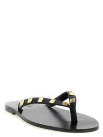 Valentino Valentino Garavani Thong Rockstud Sandals Black
