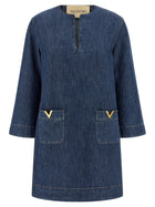 Valentino Valentino Garavani Vgold Dress Blue