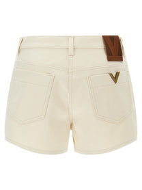 Valentino Valentino Garavani Vgold Shorts Beige