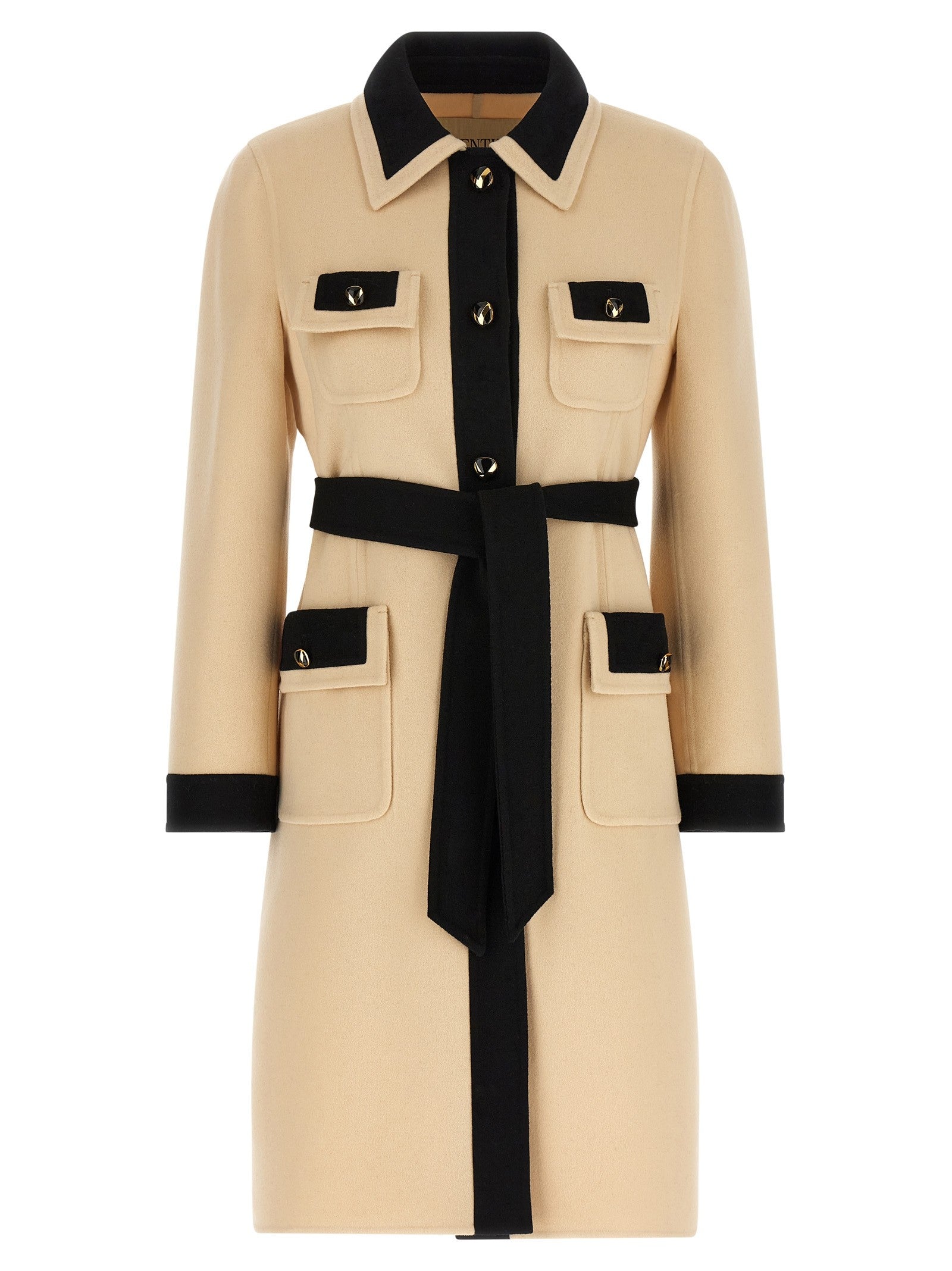 Valentino Valentino Garavani Wool Coat Beige