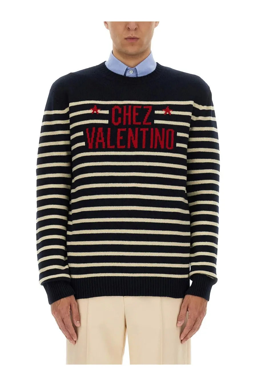Valentino Men's Chez Valentine Wool Sweater Blue