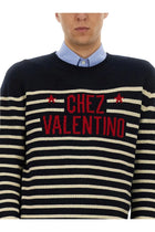 Valentino Men's Chez Valentine Wool Sweater Blue, view 4