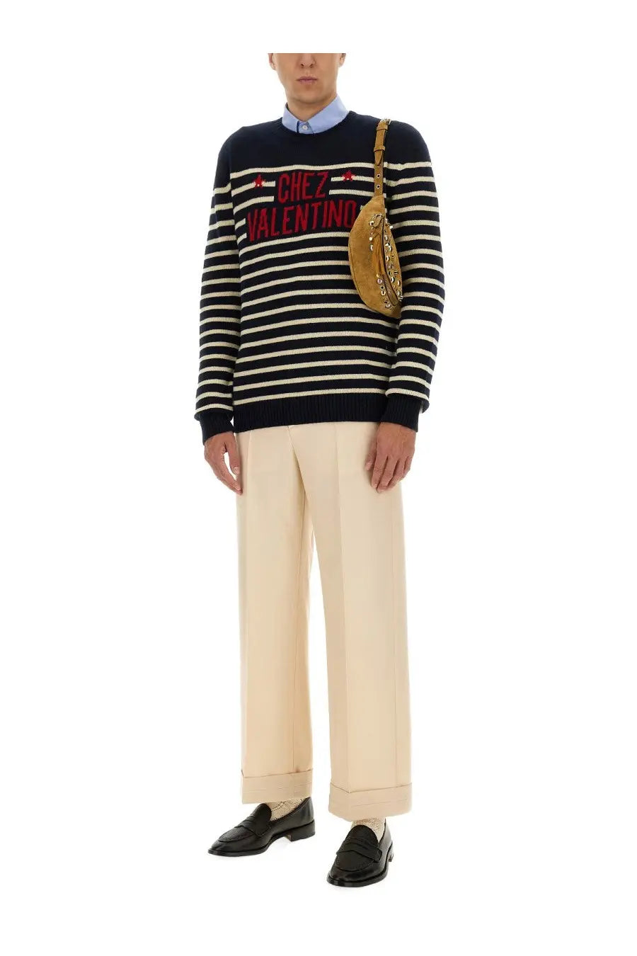Valentino Men's Chez Valentine Wool Sweater Blue, view 2