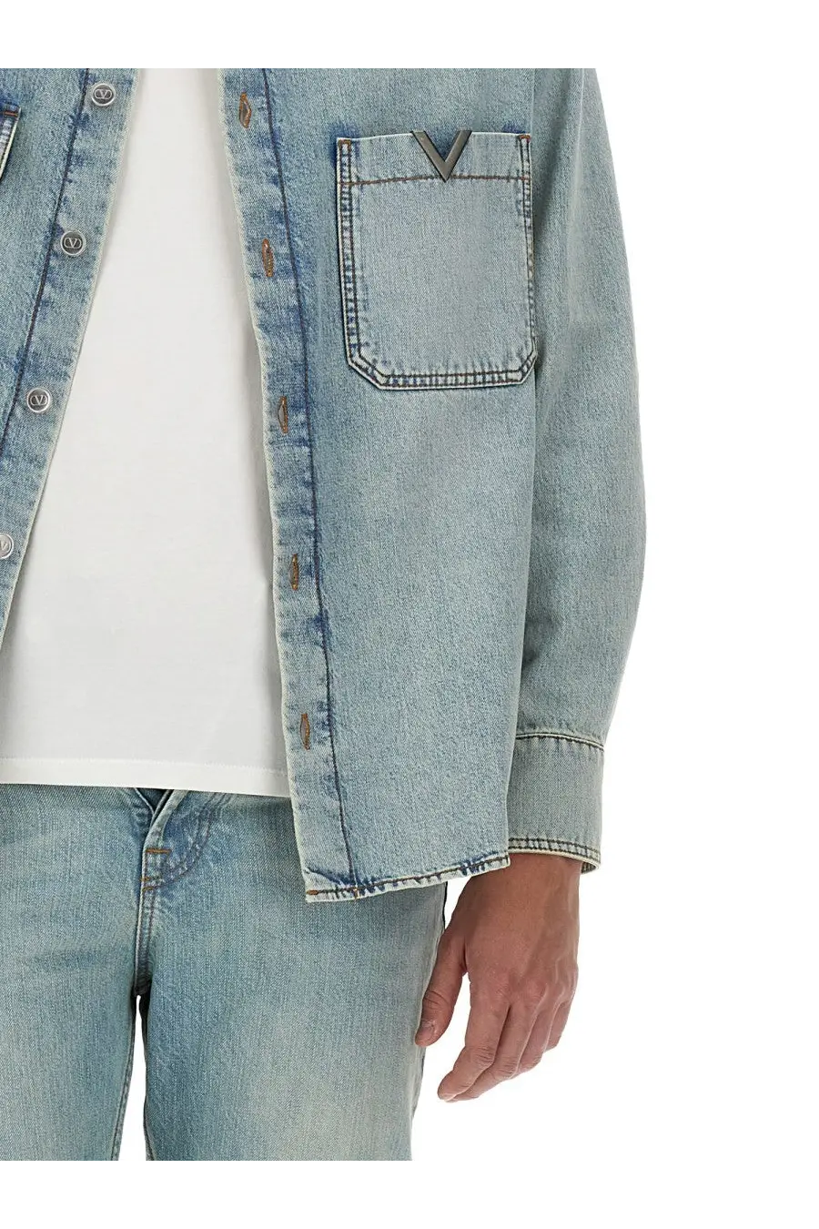 Valentino Men's Denim Shirt Blue, view 4