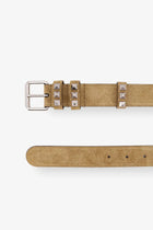 Valentino Men's Flaneuse Suede Belt Beige, view 2