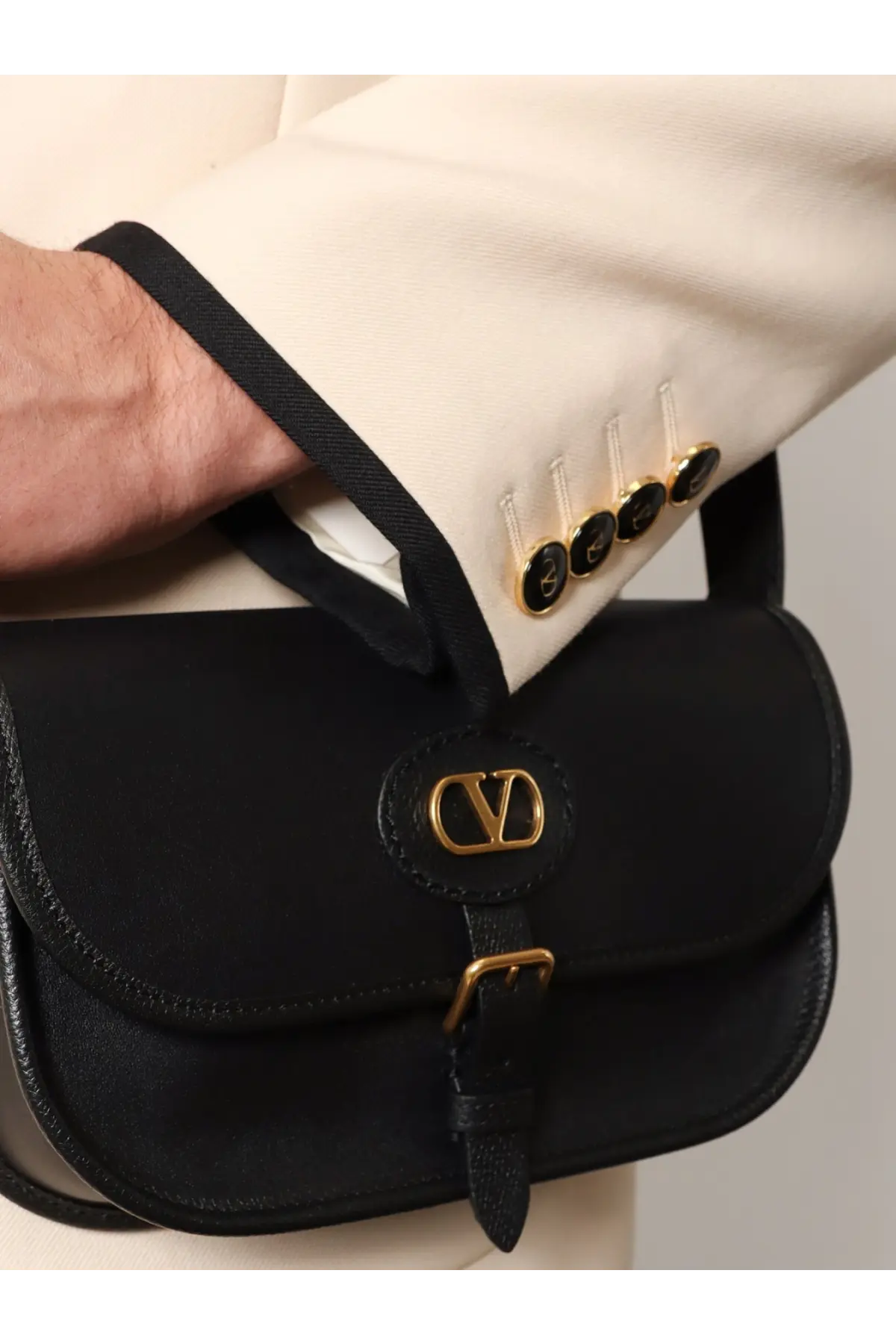 Valentino Men's Valentino Garavani Leather Crossbody Bag Black, view 2