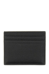 Valentino men’s garnet calfskin rockstud card holder in black textured leather with subtle edge stitching