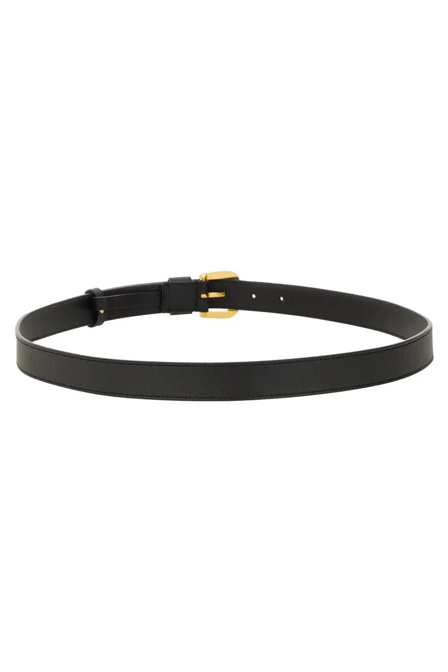 Valentino men’s glossy calfskin vlogo signature black leather belt with gold tone buckle for stylish wear