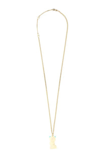Valentino men’s le chat de la maison necklace with delicate gold-toned chain and translucent off-white bear pendant with blue accents