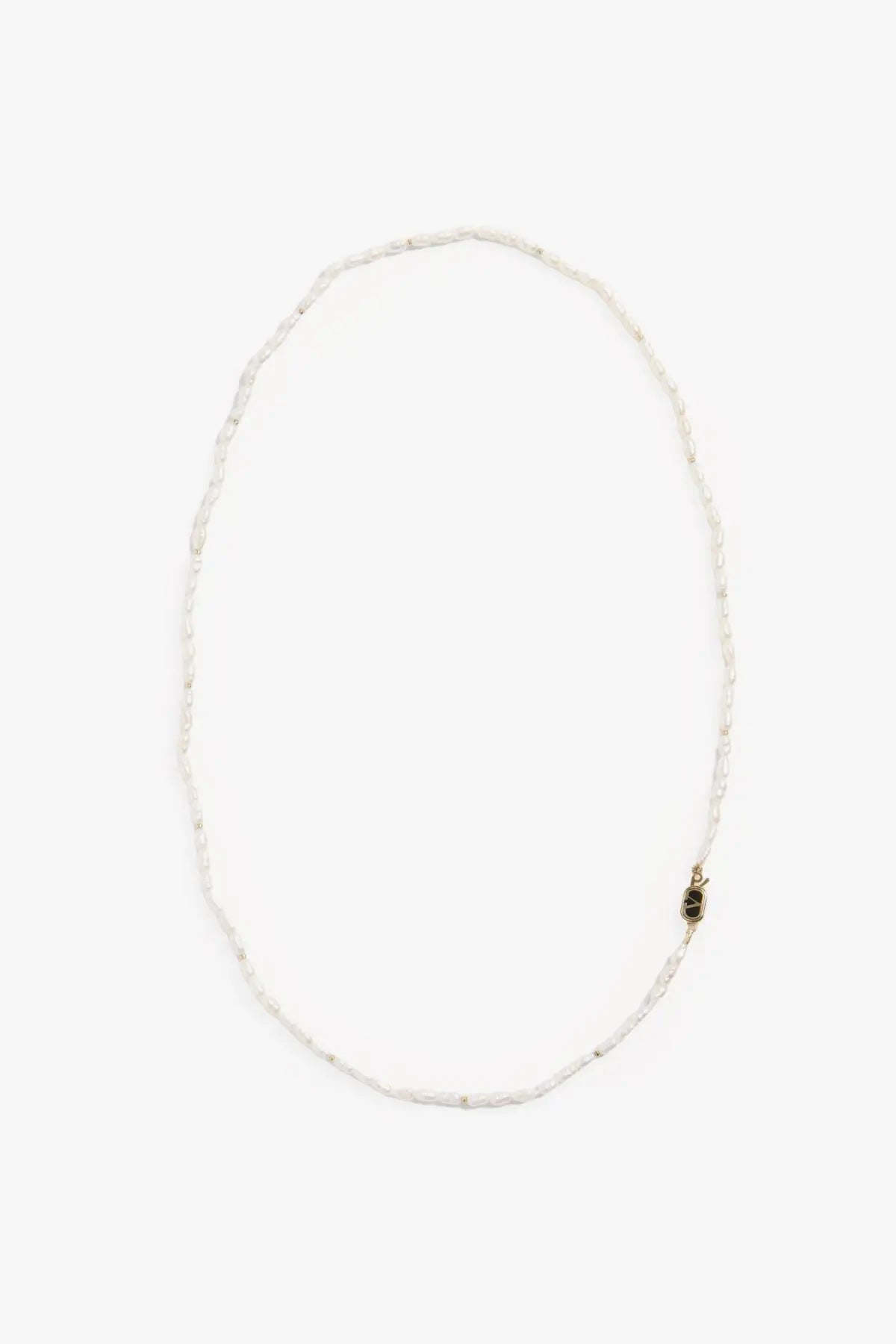 Valentino men’s metal necklace white featuring a delicate white beaded design with a small gold-toned clasp