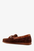 Valentino Men's Palm Avenue Leather and Suede Boat Shoe Brown, view 3