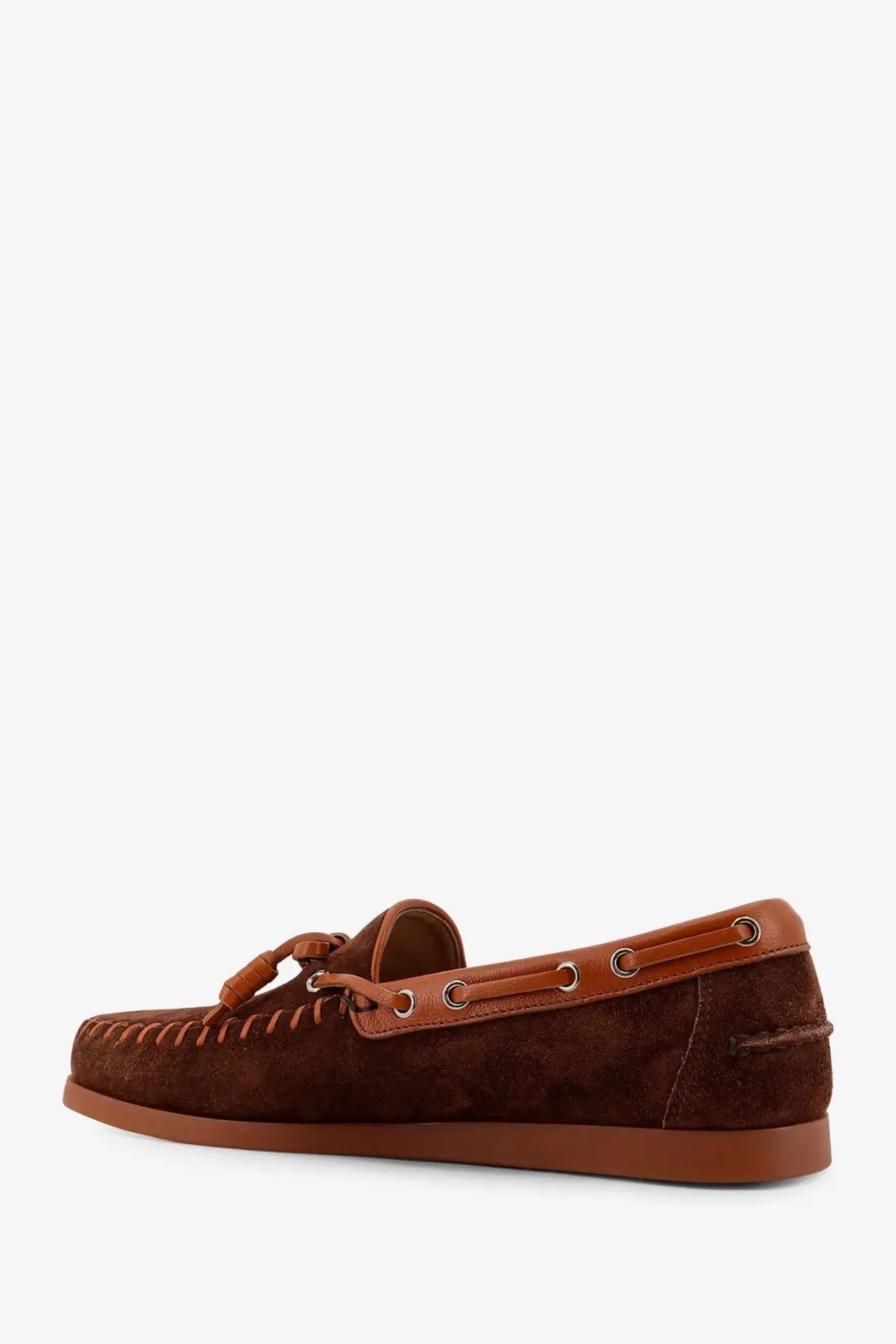 Valentino Men's Palm Avenue Leather and Suede Boat Shoe Brown, view 3