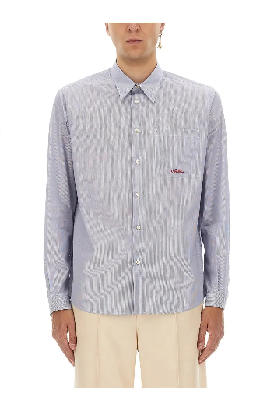 Valentino Men's Striped Cotton Shirt Blue