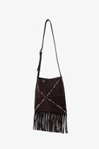 Valentino Men's Suede Shoulder Bag Gold, view 4