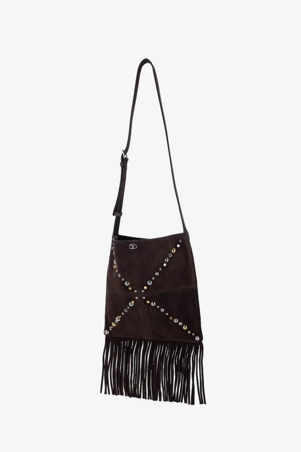 Valentino Men's Suede Shoulder Bag Gold, view 4