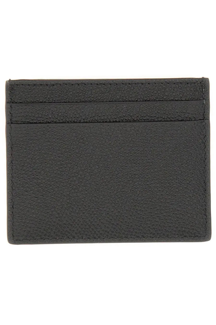 Valentino men’s Vlogo signature card holder in black textured leather with precise edge stitching