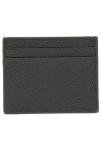 Valentino men’s Vlogo signature card holder in black textured leather with precise edge stitching