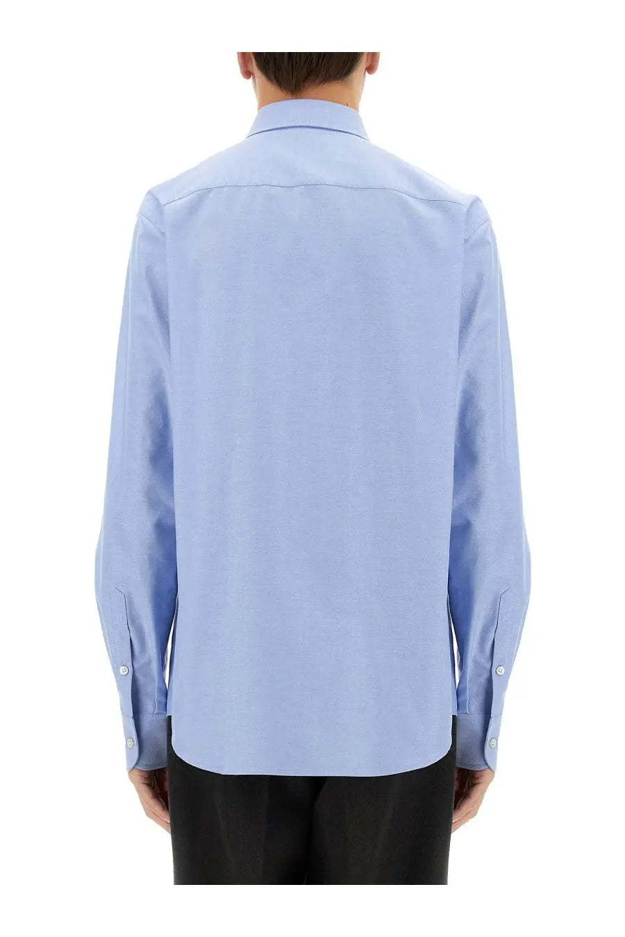 Valentino men’s vlogo signature light blue long-sleeved dress shirt with classic collar and buttoned cuffs