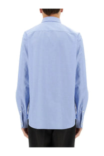 Valentino men’s vlogo signature light blue long-sleeved dress shirt with classic collar and buttoned cuffs