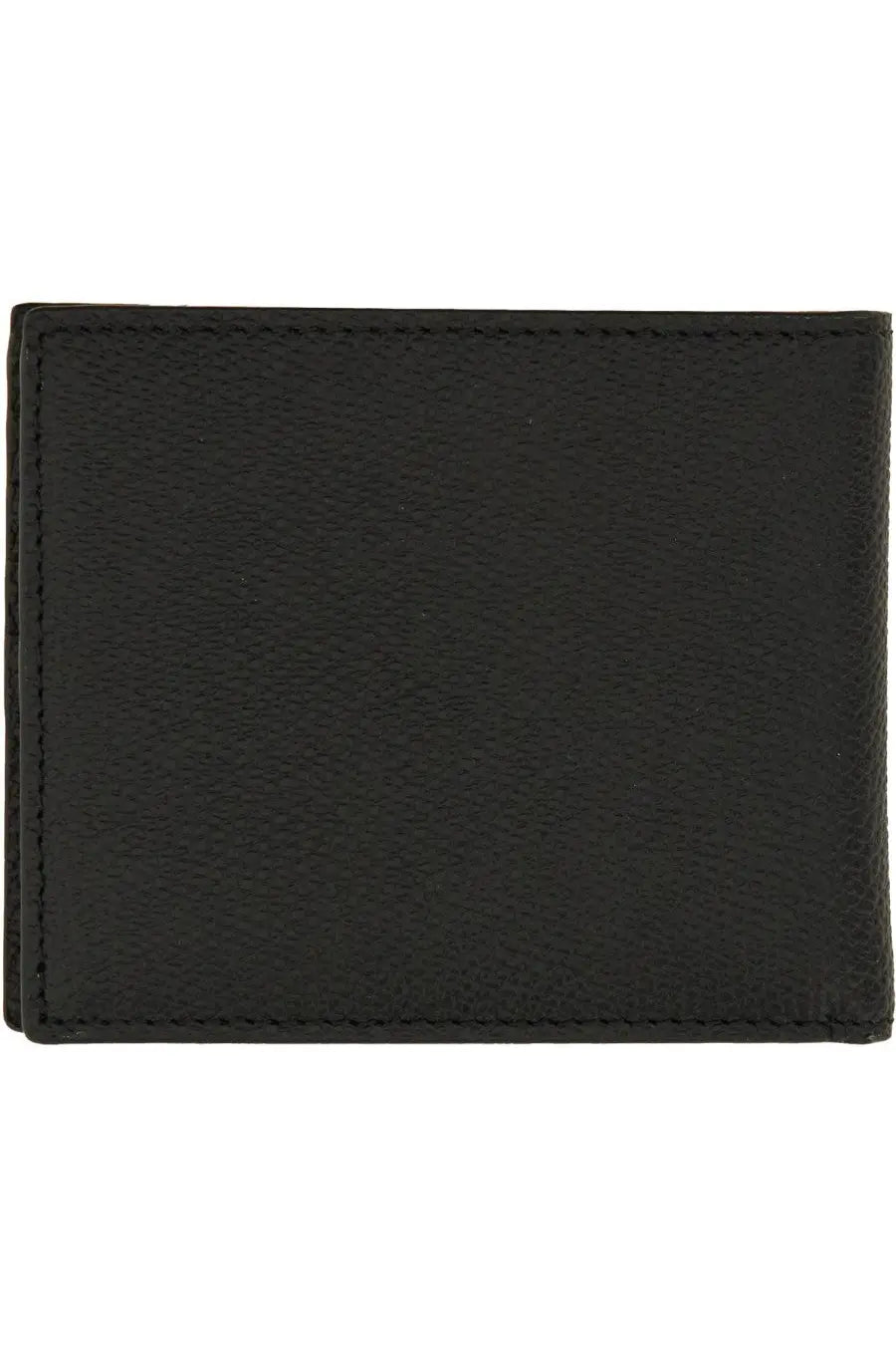Valentino men’s vlogo signature black wallet made of textured leather with precise stitching along the edges