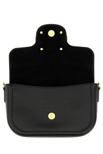 Valentino women’s alltime shoulder bag in black leather with gold-tone hardware and suede-lined interior