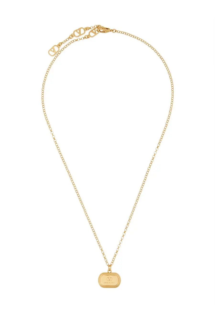 Valentino women’s gold brass ovalette necklace with enamel oval pendant featuring signature V logo