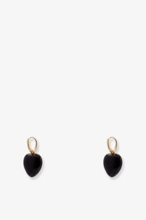 Valentino women’s coeur royal black heart-shaped metal earrings with gold-toned hooks for elegant wear