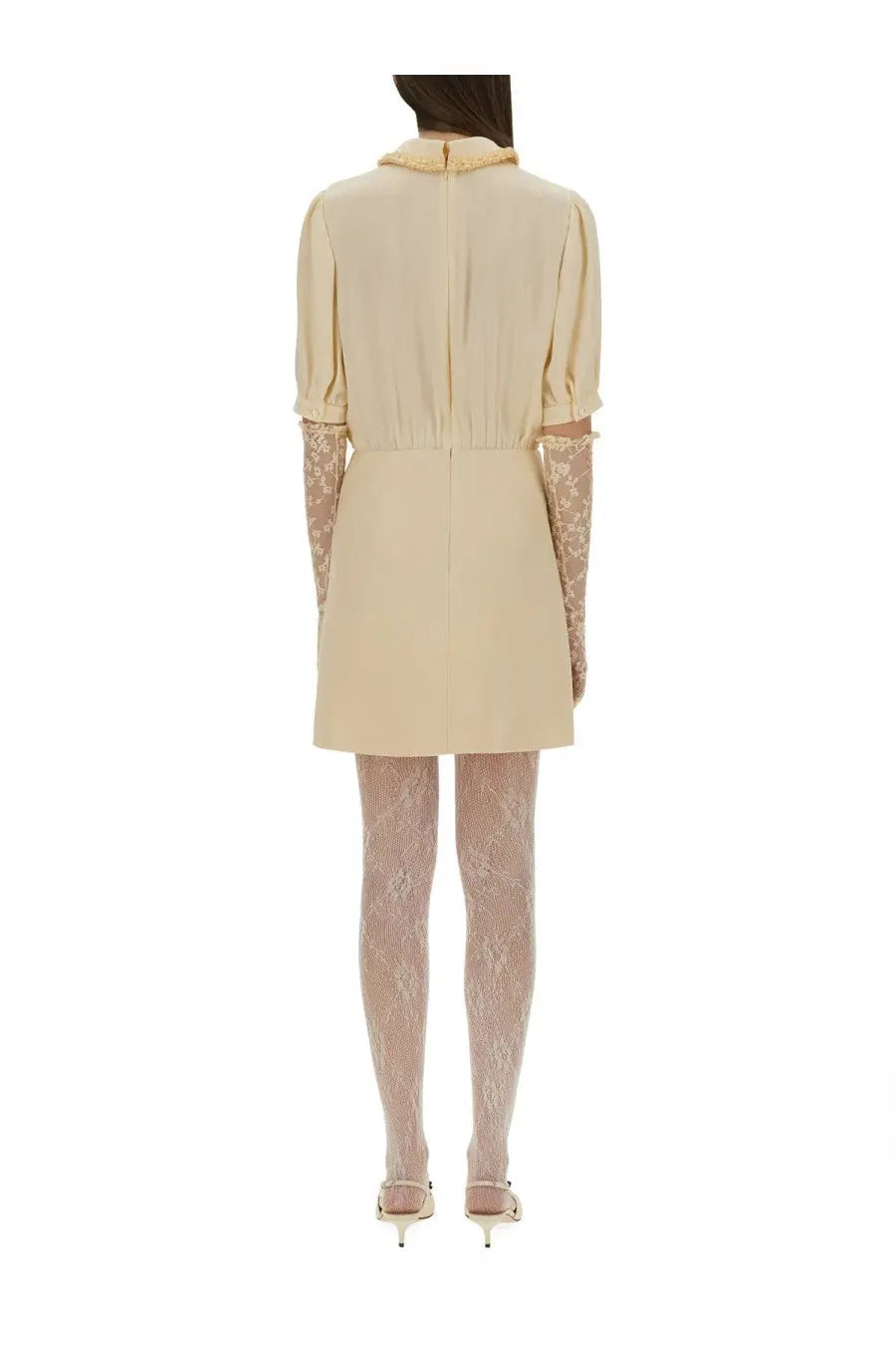 Valentino Women's Crepe Couture Short Dress White, view 3