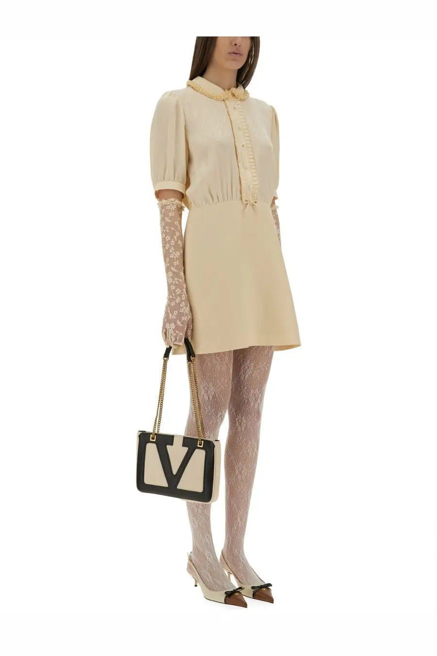 Valentino Women's Crepe Couture Short Dress White, view 2