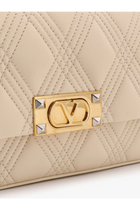 Valentino Women's Valentino Garavani Quiltie Leather Medium Shoulder Bag Beige, view 5
