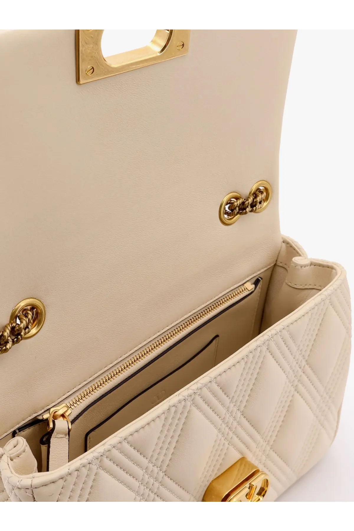 Valentino Women's Valentino Garavani Quiltie Leather Medium Shoulder Bag Beige, view 4