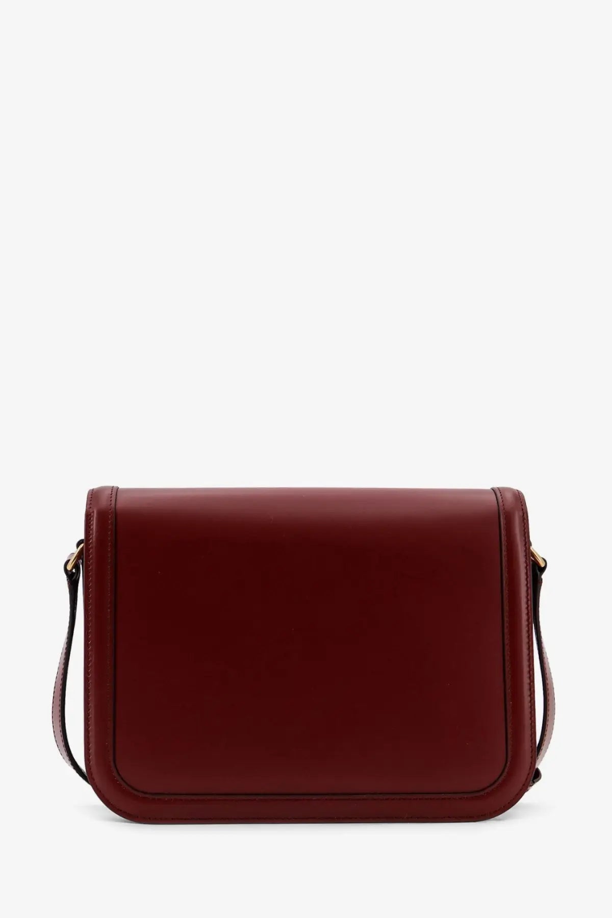 Valentino women’s leather shoulder bag in sleek burgundy leather with minimalist design and gold-tone hardware