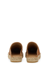 Valentino women’s tan leather espadrille mules with braided jute sole and vlogo signature in beige