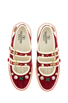 Valentino Women's Velvet Dollyboard Ballet Flats Sneaker Red, view 6