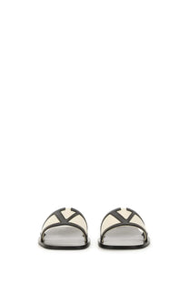 Valentino women’s viva superstar slide sandal multicolor with black and cream geometric y-shaped upper design