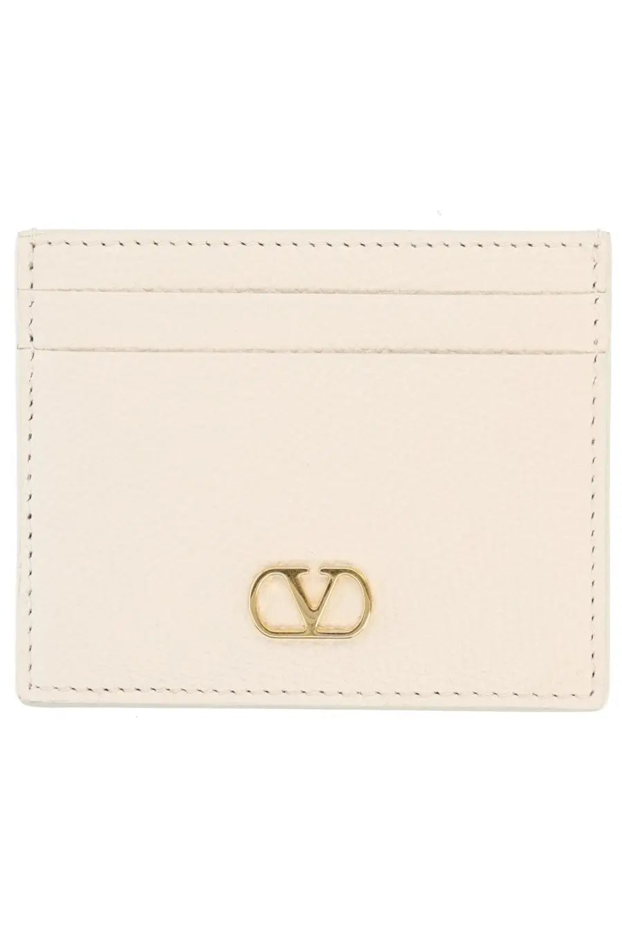 Valentino women’s vlogo signature card holder in cream leather with a gold-tone vlogo emblem white color
