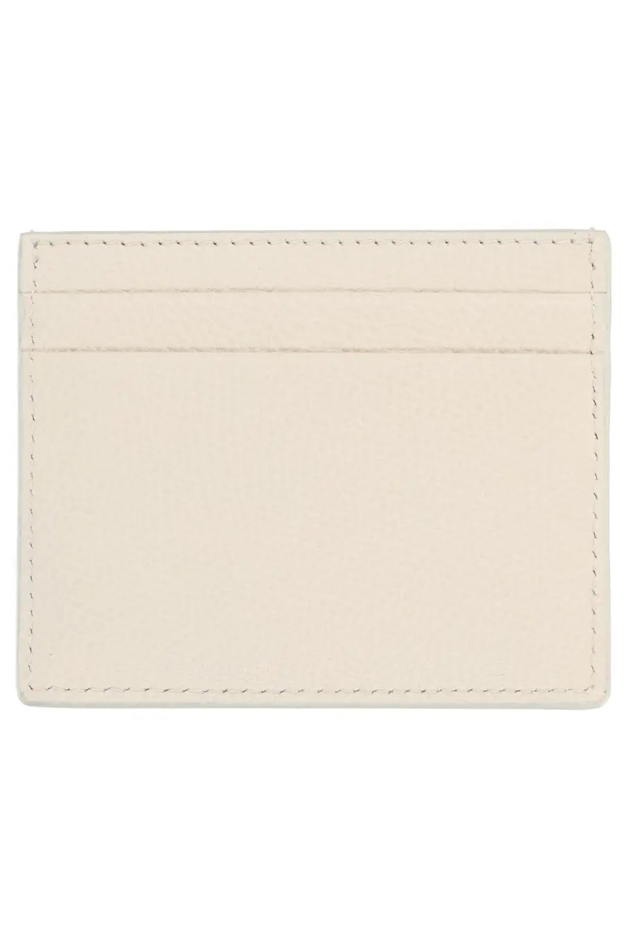 Valentino women’s vlogo signature card holder in cream-colored leather with matching stitching along edges