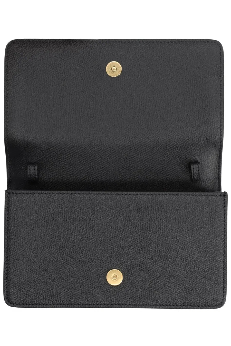 Valentino women’s Vlogo signature mini bag in black textured leather with gold-tone snap closures