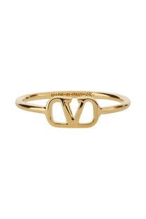 Gold-tone valentino womens vlogo signature ring with sleek minimalist design and signature interlocking v logo