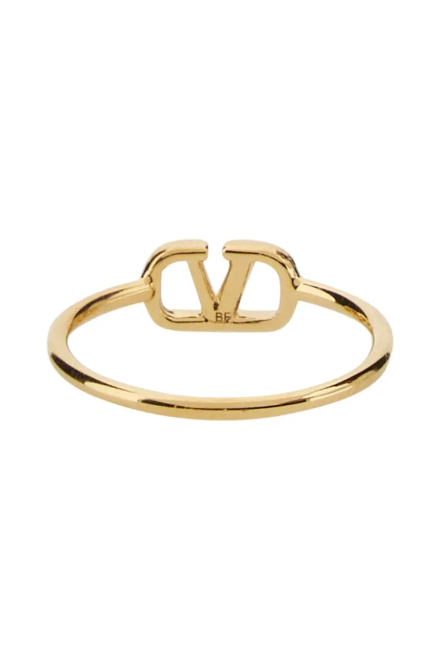 Gold-toned Valentino women’s vlogo signature ring with minimalist vlogo design and polished metal finish