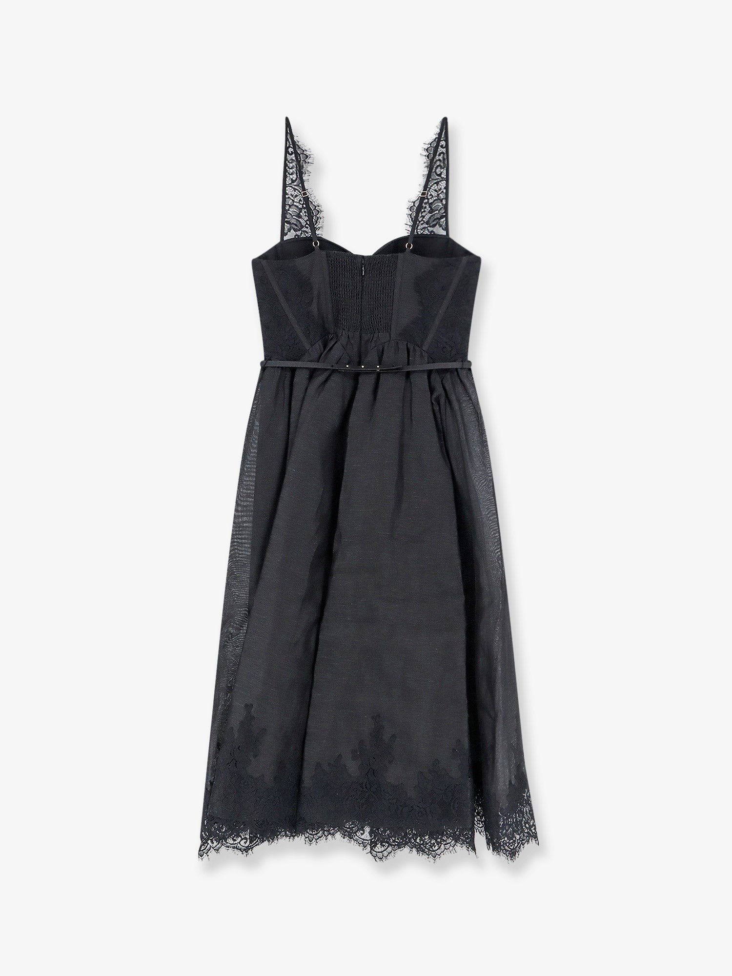 Zimmermann Women's Valiant Midi Dress in Linen and Silk Blend Black