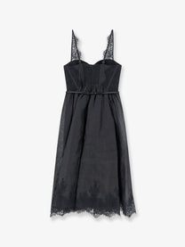 Zimmermann Women's Valiant Midi Dress in Linen and Silk Blend Black