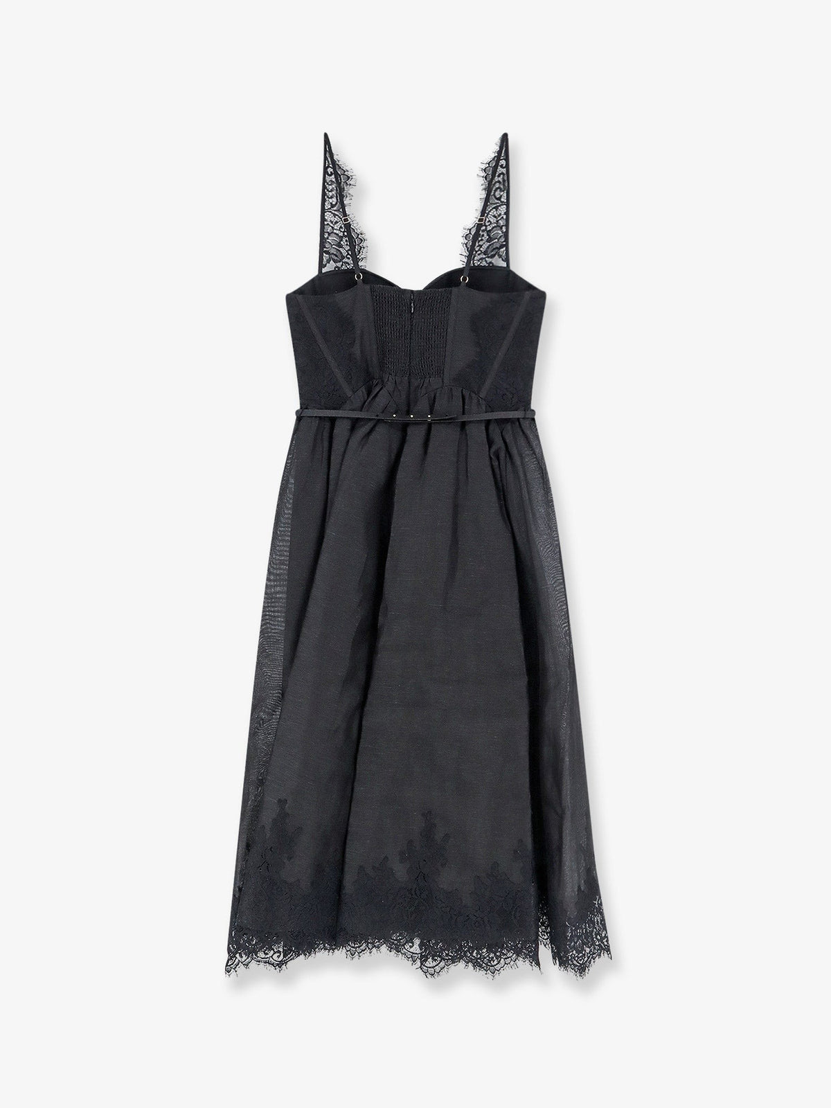 Zimmermann Women's Valiant Midi Dress in Linen and Silk Blend Black