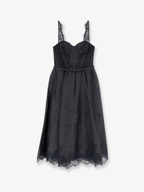 Zimmermann Women's Valiant Midi Dress in Linen and Silk Blend Black