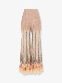 Zimmermann Women's Valiant Panelled Flare Silk Trousers Gold