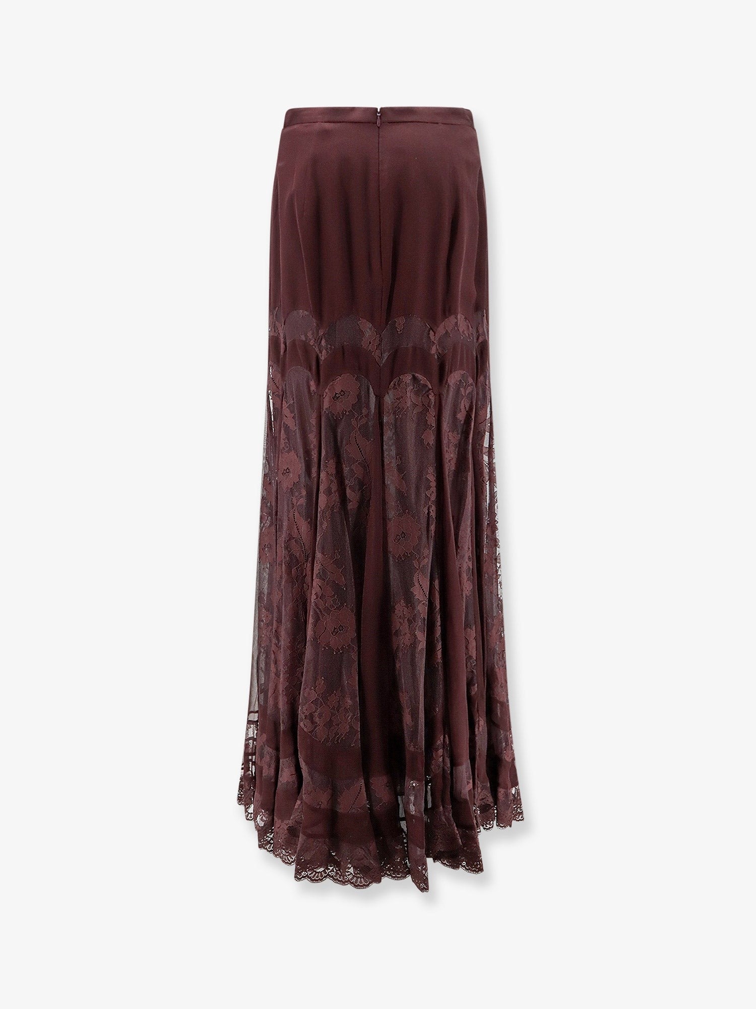 Zimmermann Women's Valiant Silk and Lace Blend Long Skirt Brown