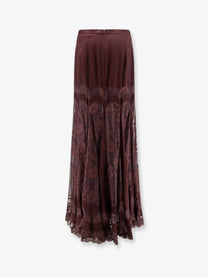 Zimmermann Women's Valiant Silk and Lace Blend Long Skirt Brown