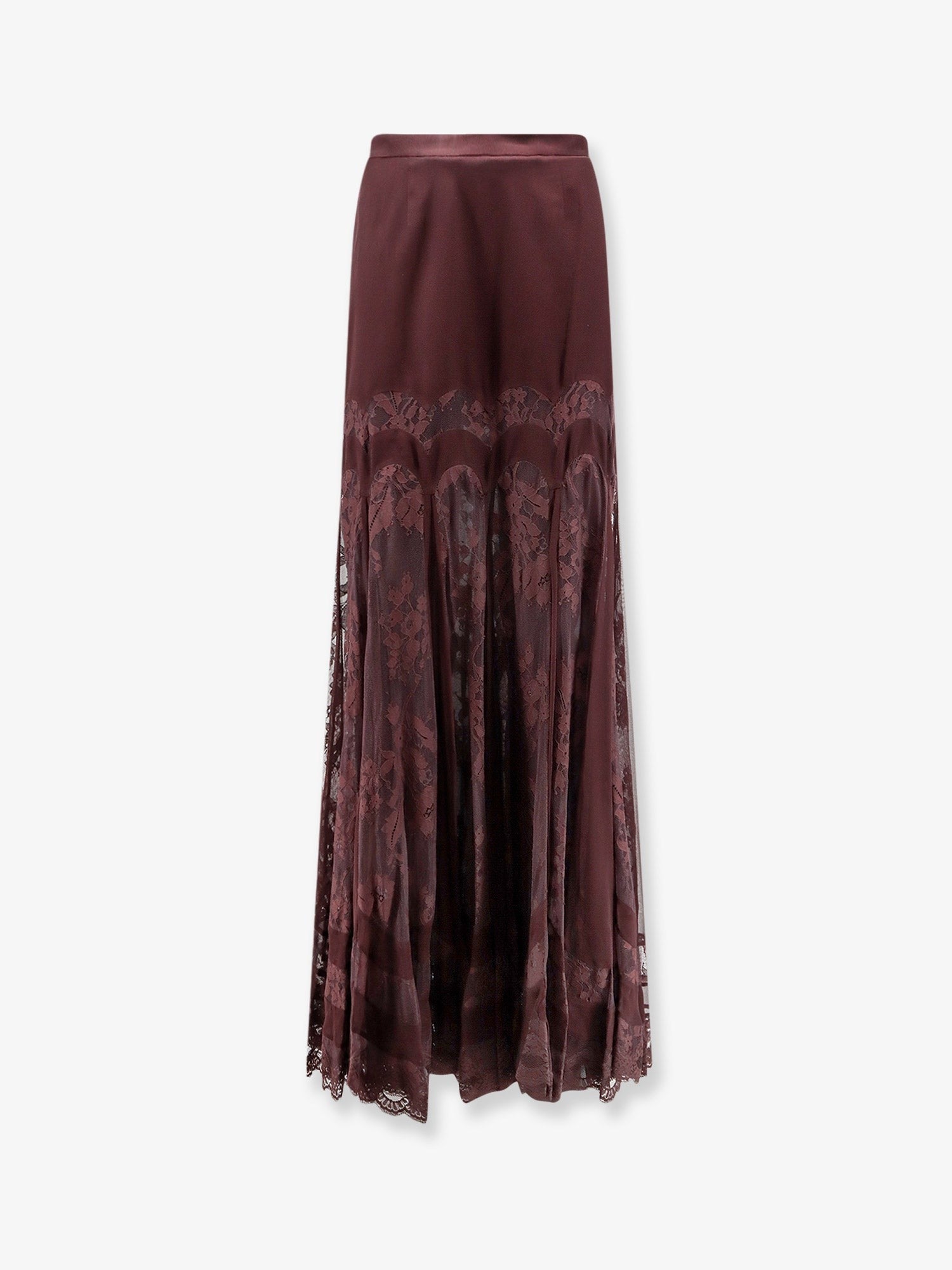 Zimmermann Women's Valiant Silk and Lace Blend Long Skirt Brown